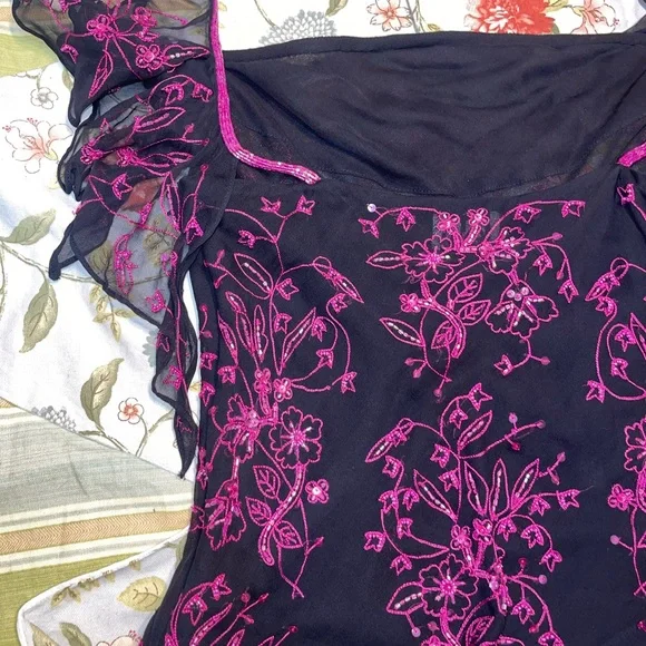 Vintage Andretta Donatello Silk Beaded Sequin Embroidered Top - Picture 9 of 16